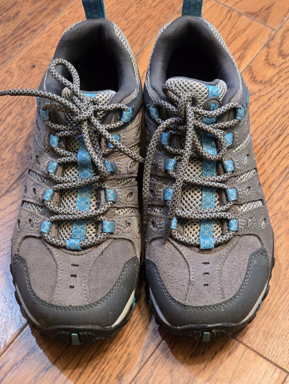 Women's Grey and Teal Trail Sneakers